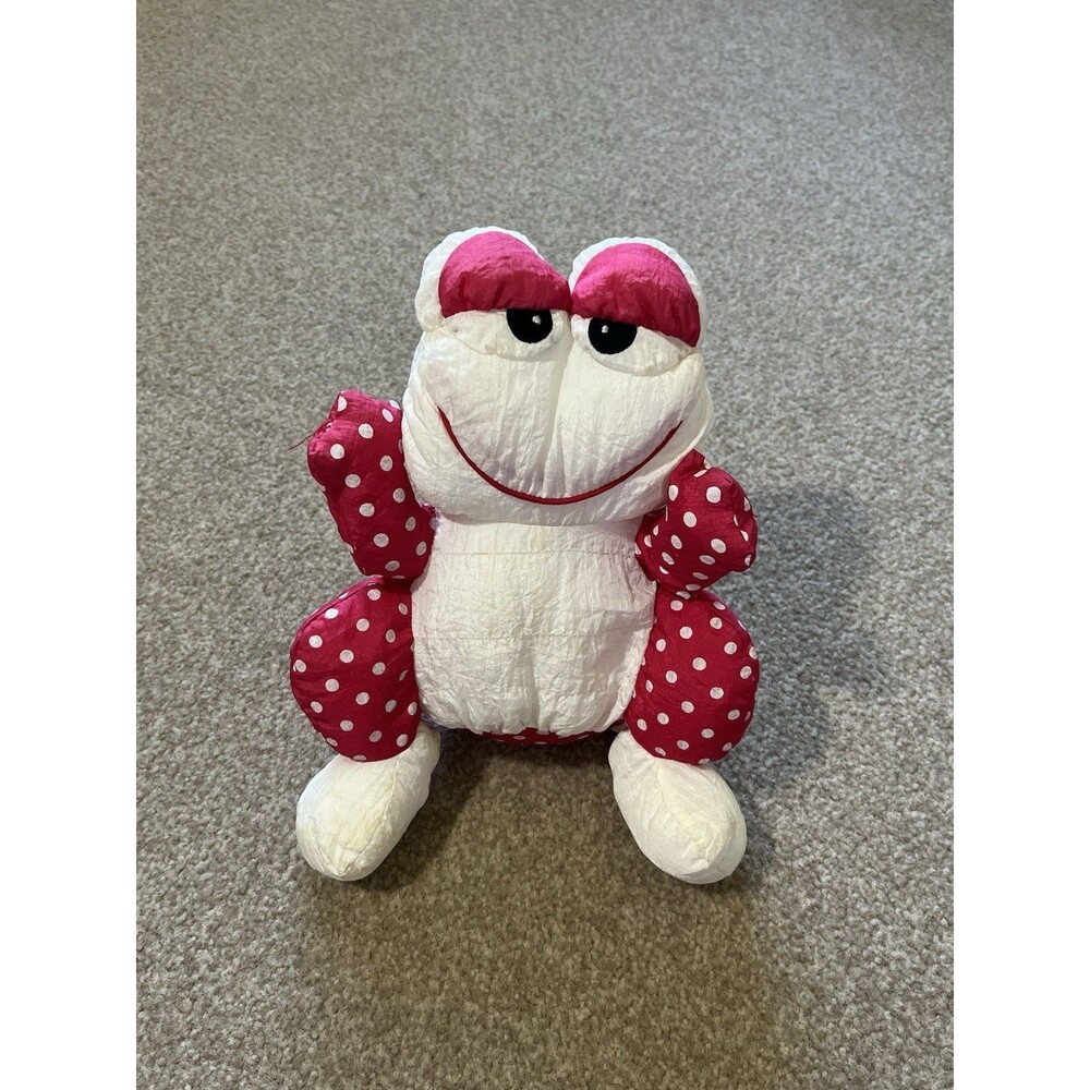 Vintage 1989 Frog Plush PTC New Animals Red Polka Dot Rare VTG